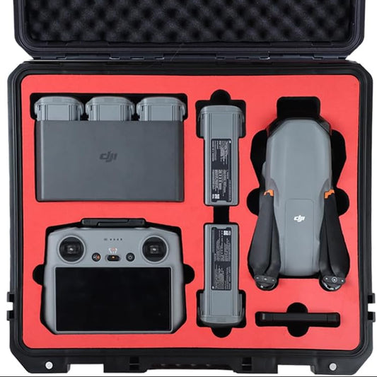 Waterproof Hard Case for DJI Air 3S Fly More Combo/Air 3 | Fits DJI RC2 / RC-N2 Remote Controller and Accessories | Up to 6 Batteries | Shockproof, Dustproof