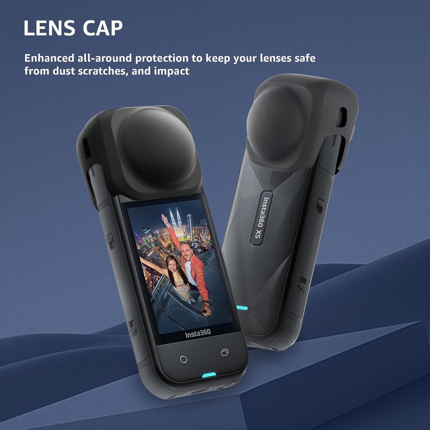 2 Pcs Screen Protector and Lens Cap for Insta360 X5, Insta360 X4/X5 Tempered Glass Screen Film + Silicone Lens Protective Cover, Protect against Dust and Scratches, Insta360 X5 Accessories