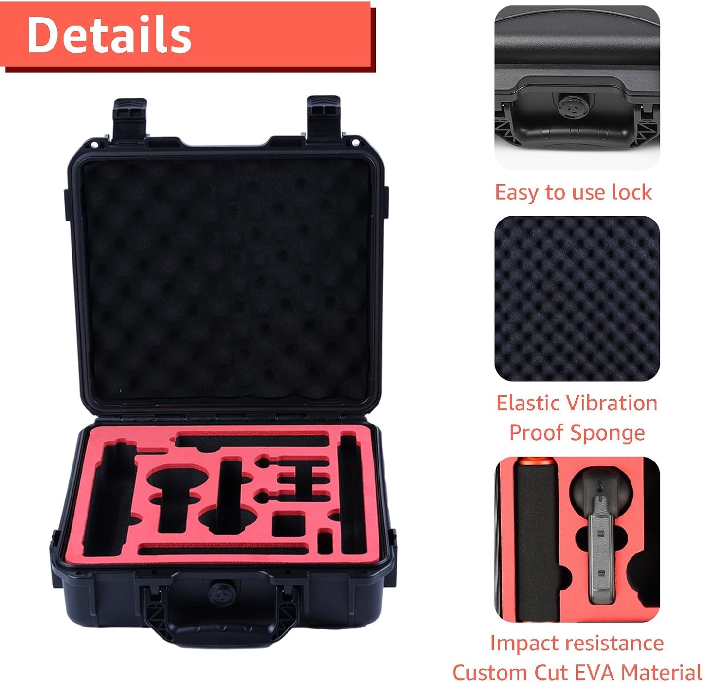 Waterproof Hard Case for Insta360 X5 Essentials Bundle/X4/X3 | Holds Up to 6 Batteries | Shockproof & Dustproof Protection | Fits Floating Hand Grip, Selfie Stick, Lens Guards & Accessories