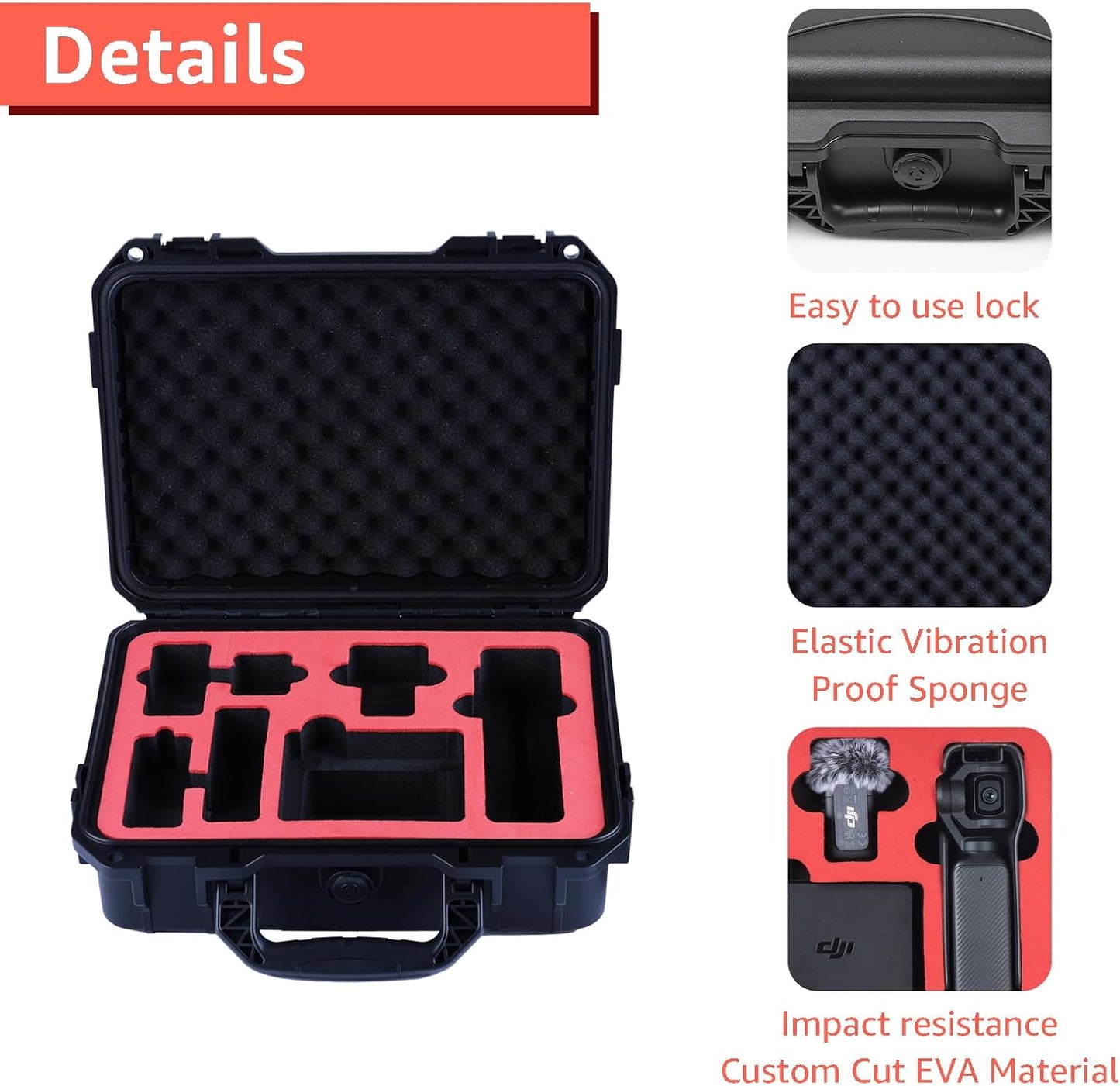 Waterproof Hard Case for DJI Osmo Pocket 3 / Creator Combo/Power Expansion Combo | Shockproof, Dustproof Protective Storage | Fits Battery Handle, DJI Mic 2 Transmitter, ND Filte and Tripod