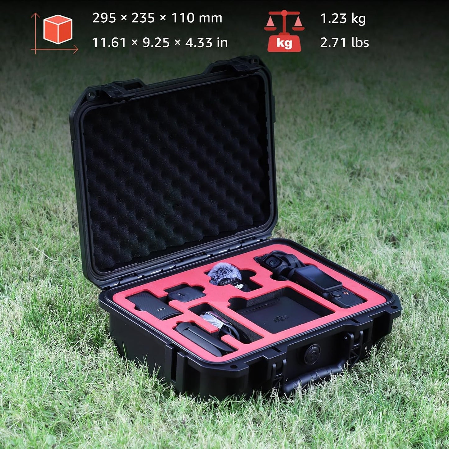 Waterproof Hard Case for DJI Osmo Pocket 3 / Creator Combo/Power Expansion Combo | Shockproof, Dustproof Protective Storage | Fits Battery Handle, DJI Mic 2 Transmitter, ND Filte and Tripod